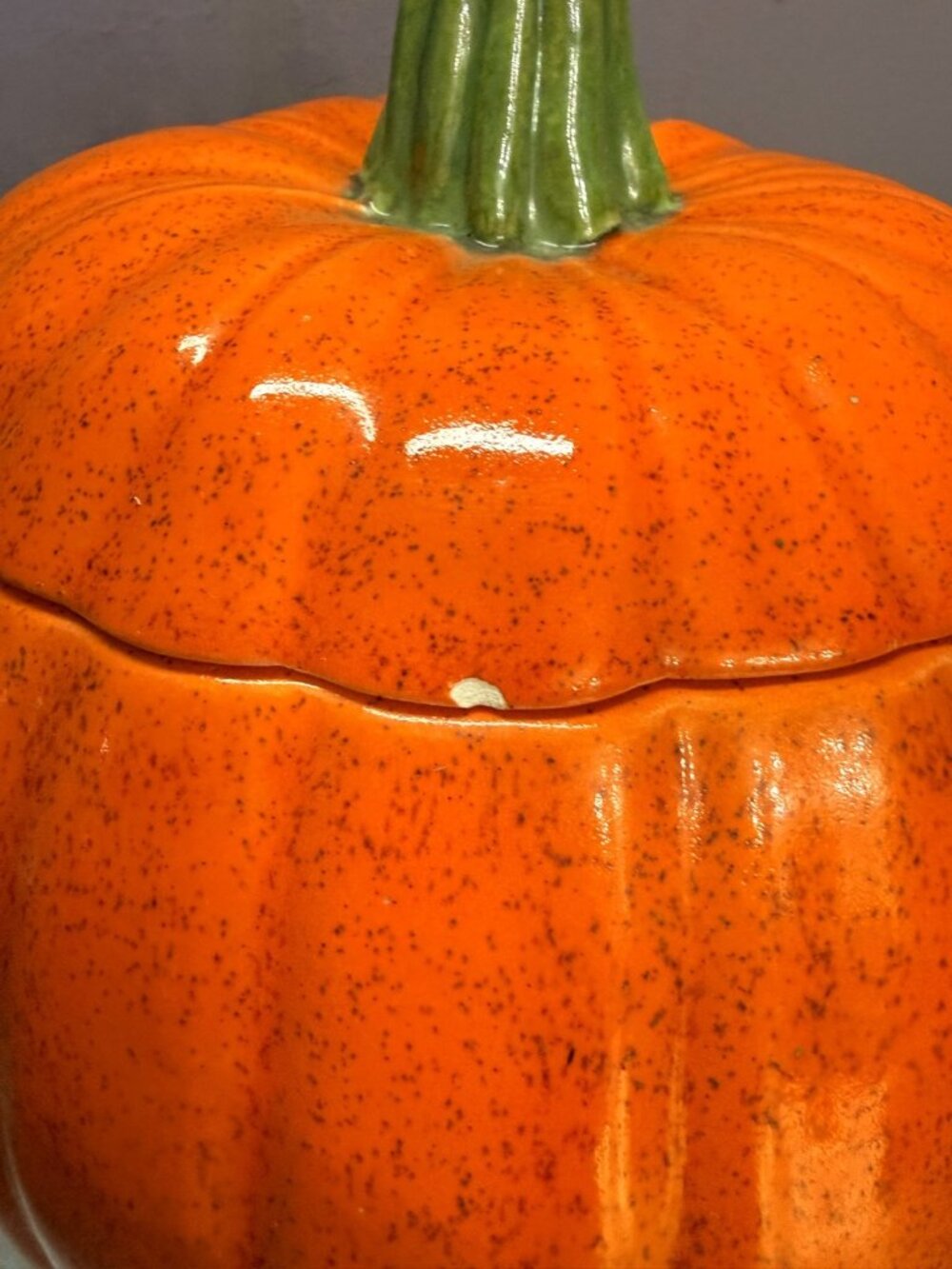 Vintage 1980s Ceramic Pumpkin Jack-o-Lantern With Lid - Picture 12 of 16